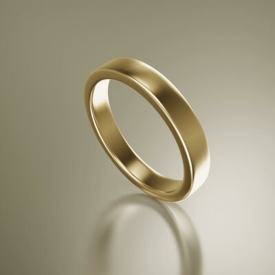 Yellow Gold 4mm Flat Plain Ring