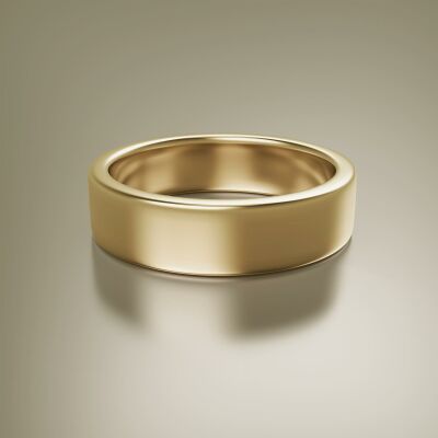 Yellow Gold 6mm Flat Plain Ring