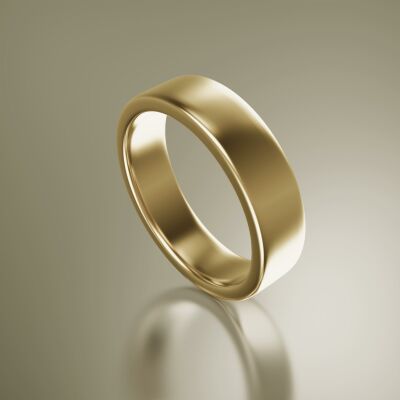 Yellow Gold 6mm Flat Plain Ring