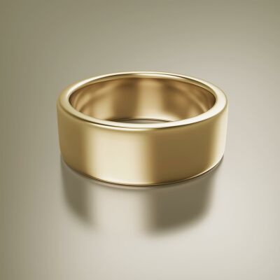 Yellow Gold 8mm Flat Plain Ring