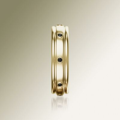 Yellow Gold 6mm Double Grooved Diamond Ring