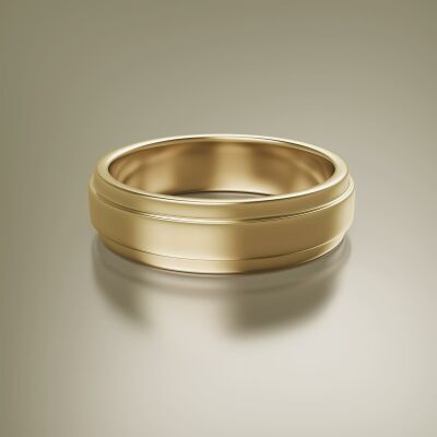 Yellow Gold 6mm Flat Stepped Ring