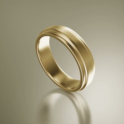 Yellow Gold 6mm Flat Stepped Ring