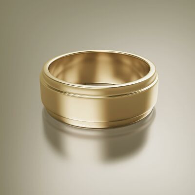 Yellow Gold 8mm Flat Stepped Ring