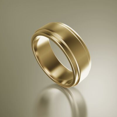 Yellow Gold 8mm Flat Stepped Ring