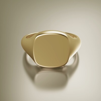 Yellow Gold 12mm Signet Cushion Ring