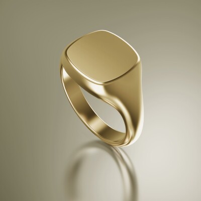 Yellow Gold 12mm Signet Cushion Ring