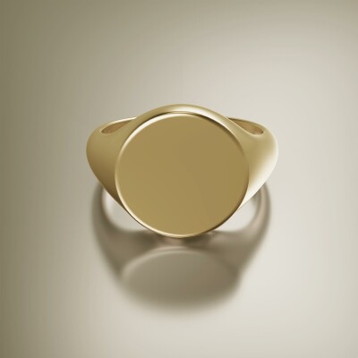 Yellow Gold 14mm Signet Round Ring