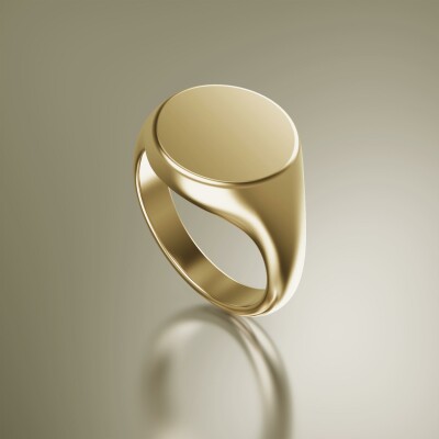 Yellow Gold 14mm Signet Round Ring