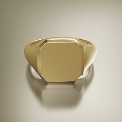 Yellow Gold 12mm Signet Square Bevel Ring