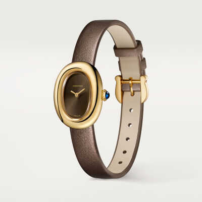 Montre Baignoire de Cartier Mini modèle, mouvement quartz, or jaune, cuir