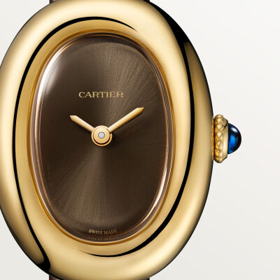 Montre Baignoire de Cartier Mini modèle, mouvement quartz, or jaune, cuir