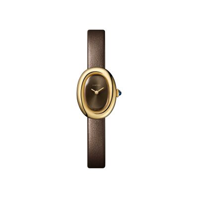 Montre Baignoire de Cartier Mini modèle, mouvement quartz, or jaune, cuir
