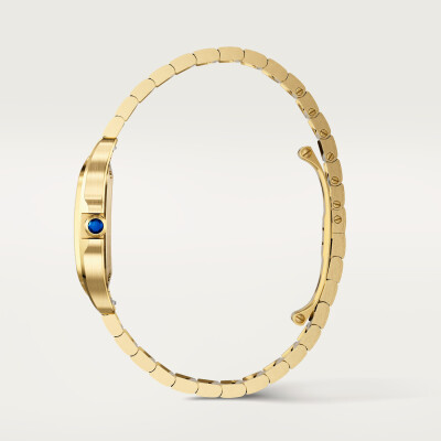 Montre Santos de Cartier Petit modèle, mouvement quartz, or jaune, bracelets métal et cuir interchangeables