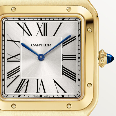 Montre Santos-Dumont de Cartier Modèle extra-large, mouvement mécanique manuel, or jaune, cuir
