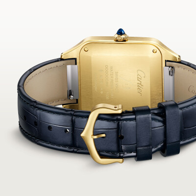 Montre Santos-Dumont de Cartier Modèle extra-large, mouvement mécanique manuel, or jaune, cuir