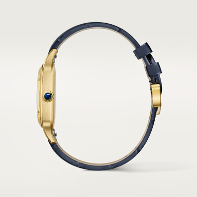 Montre Santos-Dumont de Cartier Modèle extra-large, mouvement mécanique manuel, or jaune, cuir