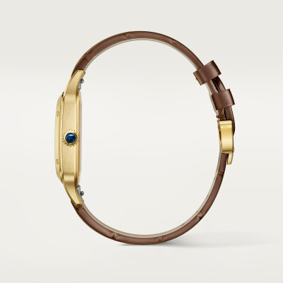 Montre Santos-Dumont de Cartier Modèle extra-large, mouvement mécanique manuel, or jaune, cuir