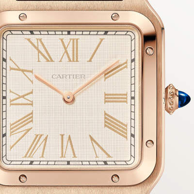 Montre Santos-Dumont de Cartier Modèle extra-large, mouvement mécanique manuel, or rose, cuir
