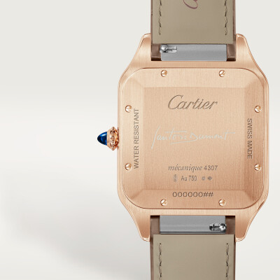 Montre Santos-Dumont de Cartier Modèle extra-large, mouvement mécanique manuel, or rose, cuir
