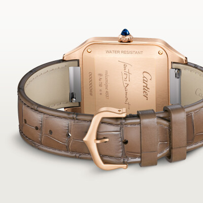 Montre Santos-Dumont de Cartier Modèle extra-large, mouvement mécanique manuel, or rose, cuir