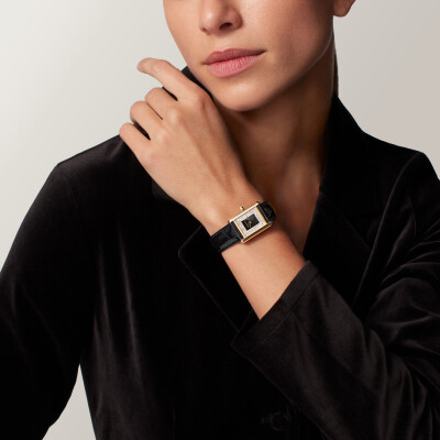 Montre Tank Louis Cartier Petit modèle, mouvement quartz, or jaune, diamants, cuir