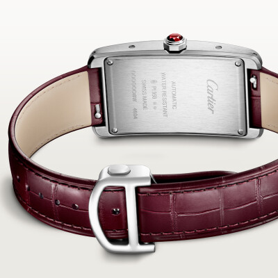 Montre Tank Américaine de Cartier Grand modèle, mouvement automatique, platine, cuir