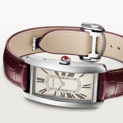 Montre Tank Américaine de Cartier Grand modèle, mouvement automatique, platine, cuir