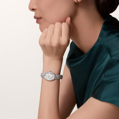 Montre Baignoire de Cartier Petit modèle, mouvement quartz, or gris, diamants