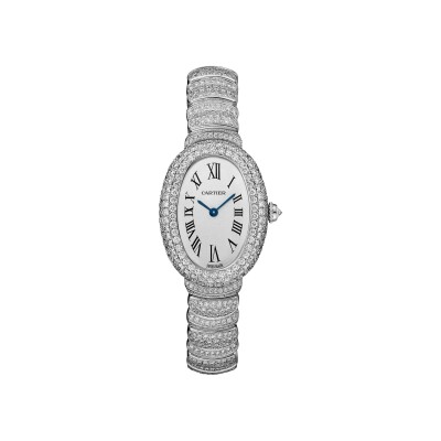 Montre Baignoire de Cartier Petit modèle, mouvement quartz, or gris, diamants