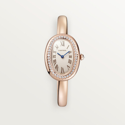 Montre Baignoire de Cartier Petit modèle, taille 15, mouvement quartz, or rose, diamants