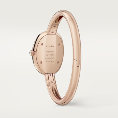 Montre Baignoire de Cartier Petit modèle, taille 15, mouvement quartz, or rose, diamants