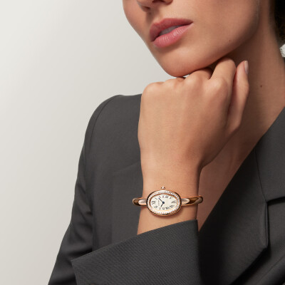 Montre Baignoire de Cartier Petit modèle, taille 16, mouvement quartz, or rose, diamants