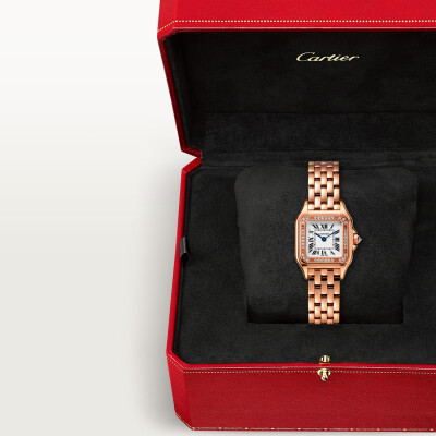 Montre Panthère De Cartier PM Petit modèle, mouvement quartz, or rose, diamants