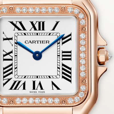 Panthère de Cartier watch, Medium model, quartz movement, rose gold, diamonds