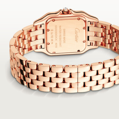 Panthère de Cartier watch, Medium model, quartz movement, rose gold, diamonds