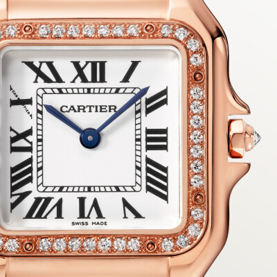 Panthère de Cartier watch, Medium model, quartz movement, rose gold, diamonds