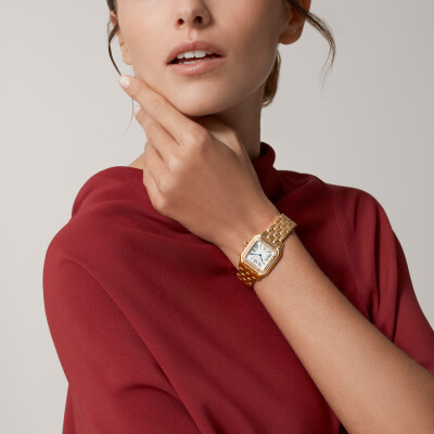 Panthère de Cartier watch, Medium model, quartz movement, rose gold, diamonds