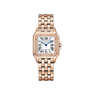 Panthère de Cartier watch, Medium model, quartz movement, rose gold, diamonds