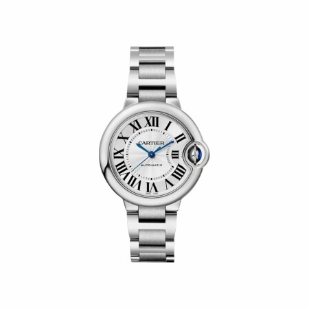 Ballon Bleu de Cartier watch, 33 mm, mechanical movement with automatic winding, steel