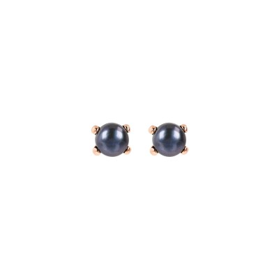 Boucles d'oreilles Bronzallure Maxima en métal doré rose à l'or fin 18 carats et perle