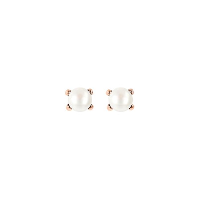 Boucles d'oreilles Bronzallure Maxima en métal doré rose à l'or fin 18 carats et perle