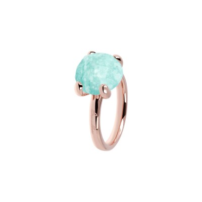 Bague Bronzallure Felicia en métal doré rose à l'or fin 18 carats et amazonite, taille 52