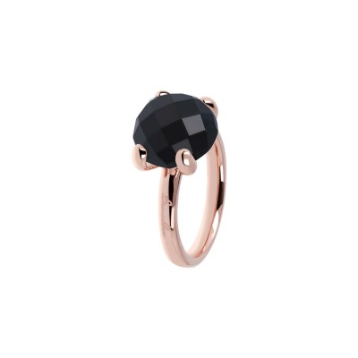 Bague Bronzallure Felicia en métal doré rose à l'or fin 18 carats et onyx, taille 54