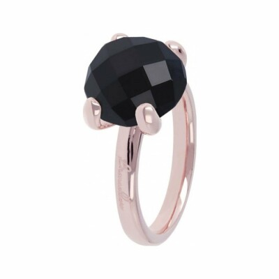 Bague Bronzallure Felicia Cocktail en métal doré rose à l'or fin 18 carats et onyx