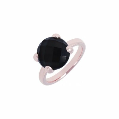 Bague Bronzallure Felicia Cocktail en métal doré rose à l'or fin 18 carats et onyx