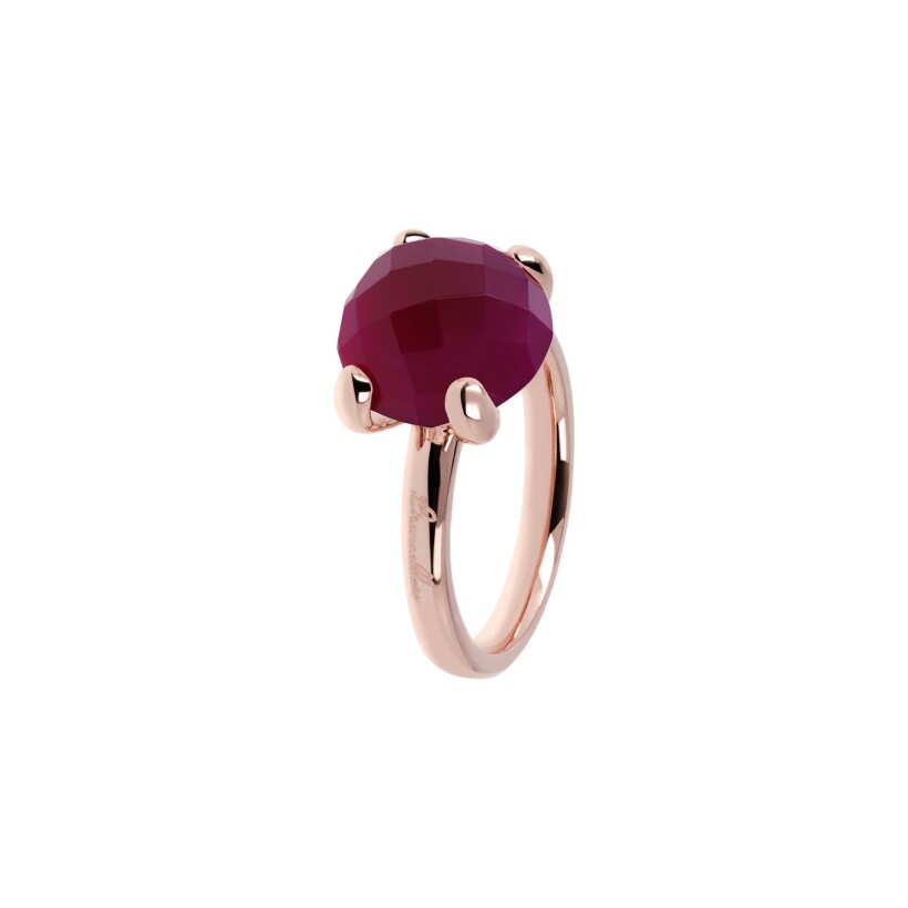 Bague Bronzallure Felicia en métal doré rose à l'or fin 18 carats et pierre naturelle, taille 52