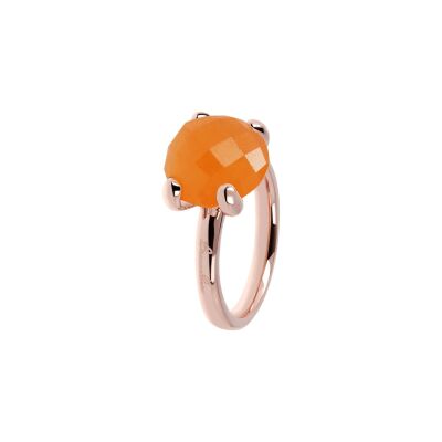 Bague Bronzallure Felicia en métal doré rose à l'or fin 18 carats et pierre naturelle, taille 52