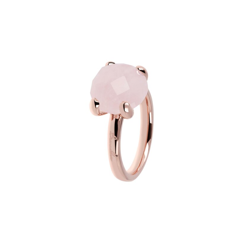 Bague Bronzallure Felicia en métal doré rose à l'or fin 18 carats et quartz rose, taille 50