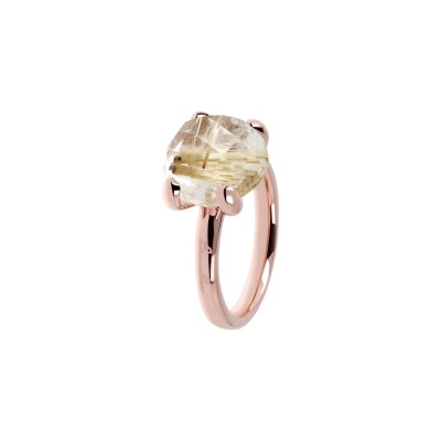 Bague Bronzallure Felicia en métal doré rose à l'or fin 18 carats et pierre naturelle, taille 50